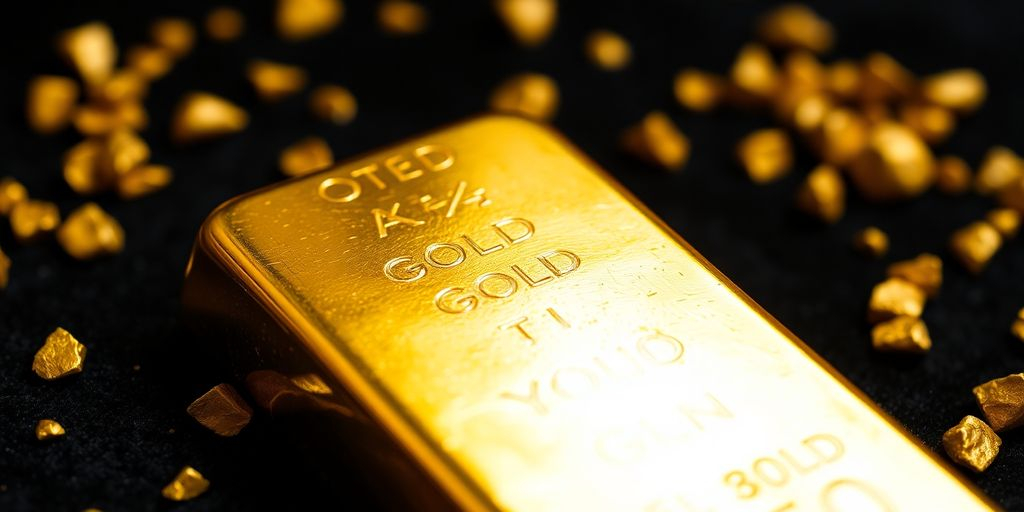 Un lingot d'or sur un fond sombre.