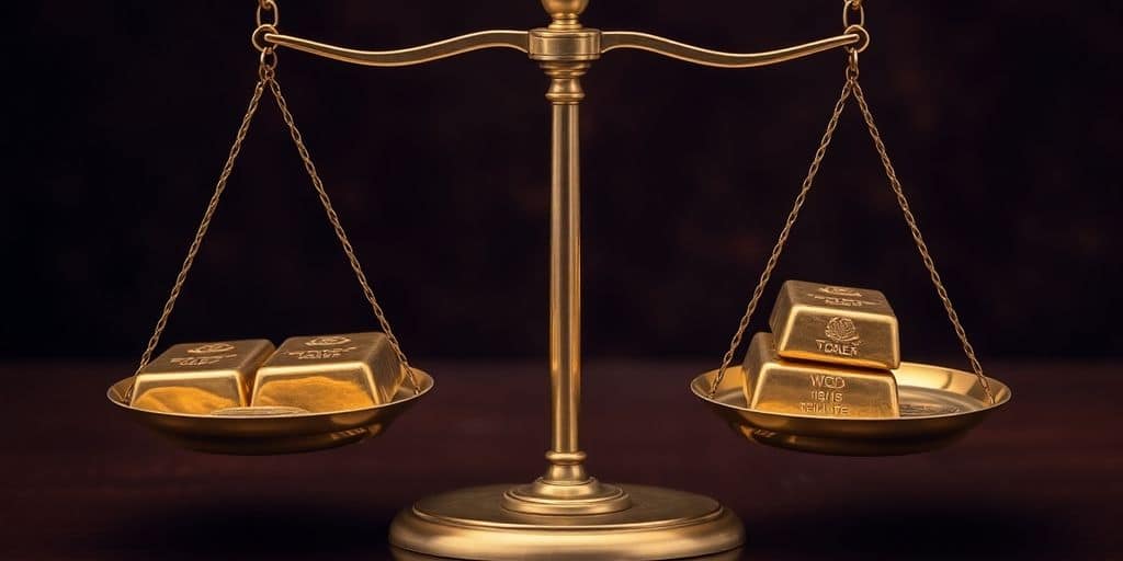 Balance entre lingots d'or pour les héritiers.