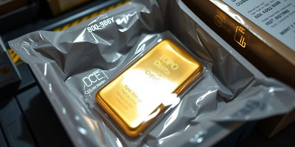 Un lingot d'or emballé en toute sécurité.