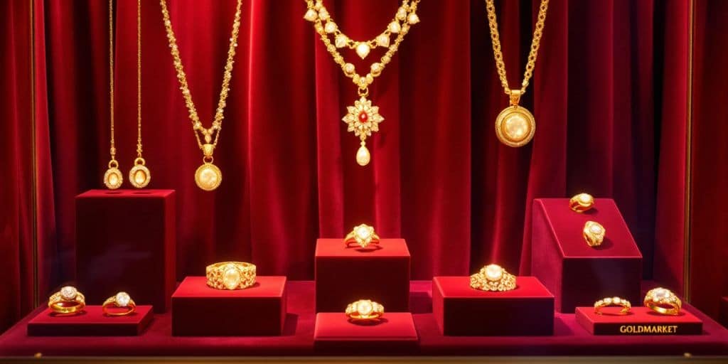 Bijoux en or élégants sur fond en velours.