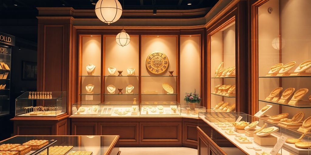 Intérieur d'une boutique d'or à Grenoble.