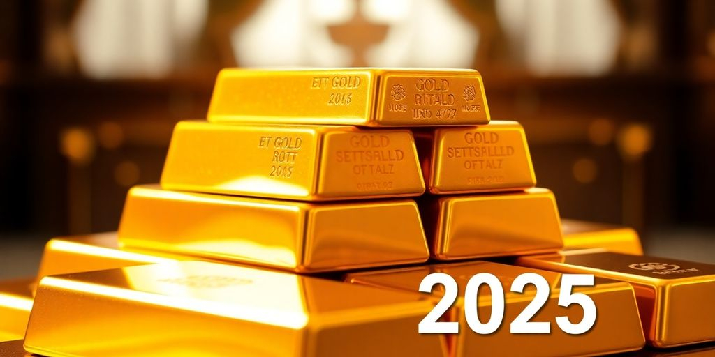 Des lingots d'or empilés dans un cadre luxueux.