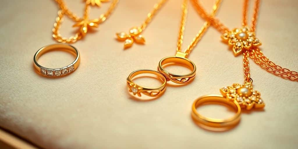 Bijoux en or élégants sur un fond en velours.