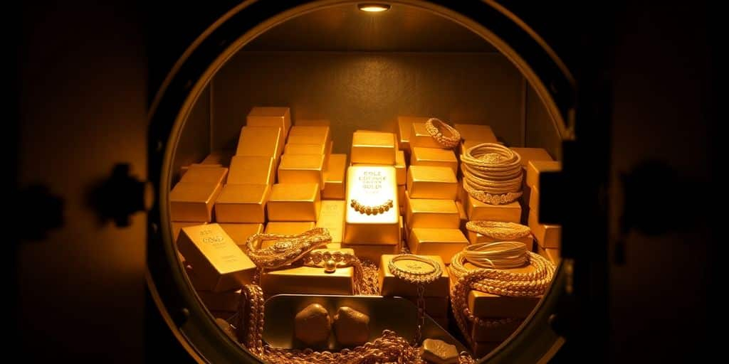 Coffre-fort sécurisé avec des lingots d’or.