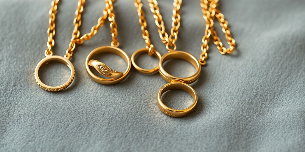 Bijoux en or sur un fond en velours.