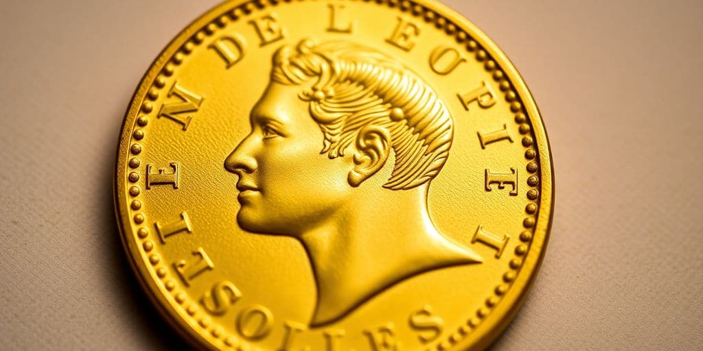 Monnaie en or Napoléon avec détails riches.
