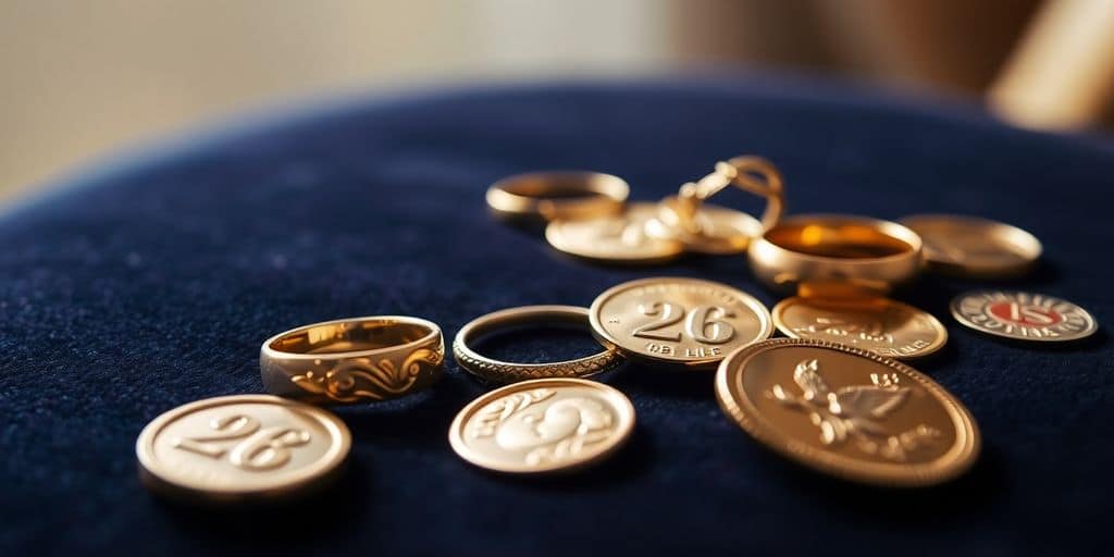 Bijoux en or hérités sur un fond de velours.