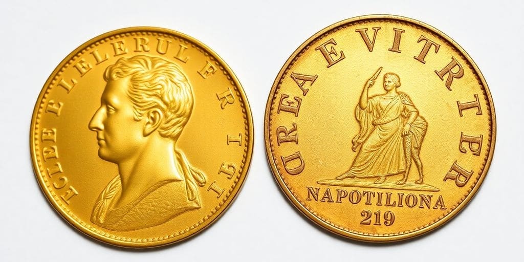 Comparaison de deux pièces Napoléon en or.