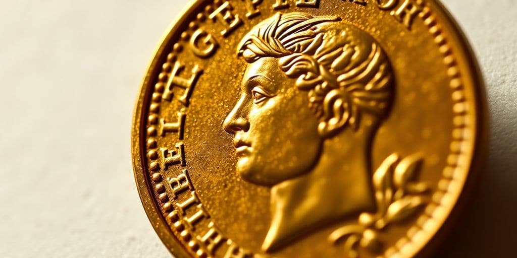 Pièce en or de Napoléon avec des détails raffinés.