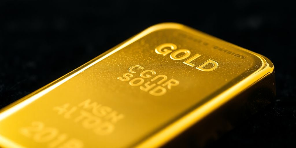Lingot d'or sur un fond sombre.