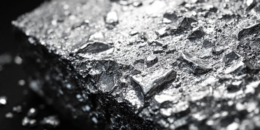 Gros plan sur le palladium brillant et texturé.