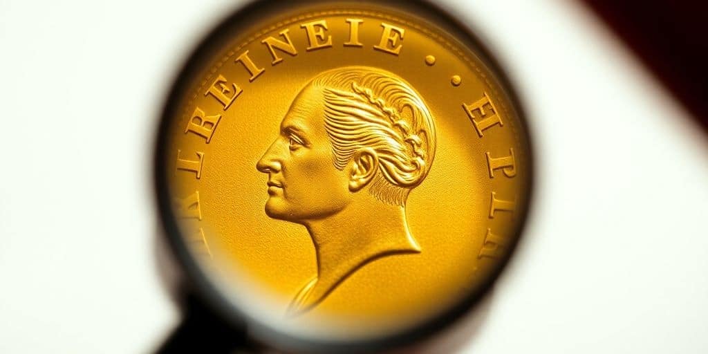 Détail d'une pièce en or Napoléon.