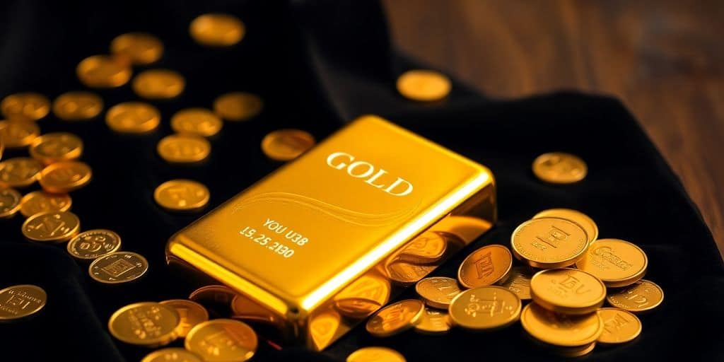Barre d'or sur un tissu en velours noir.