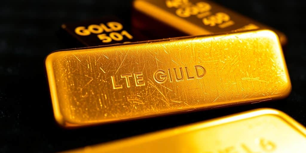 Lingot d'or sur fond sombre.