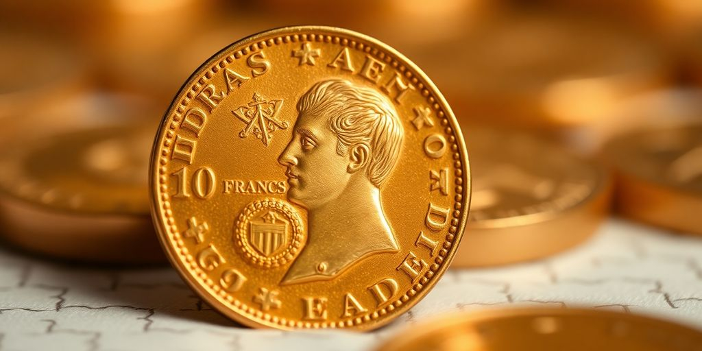 Pièce de 10 francs Napoléon en or.