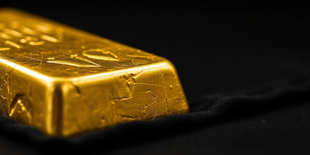 Lingot d'or sur un fond sombre.