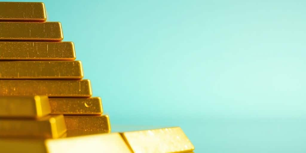 Des barres d'or brillantes empilées élégamment.