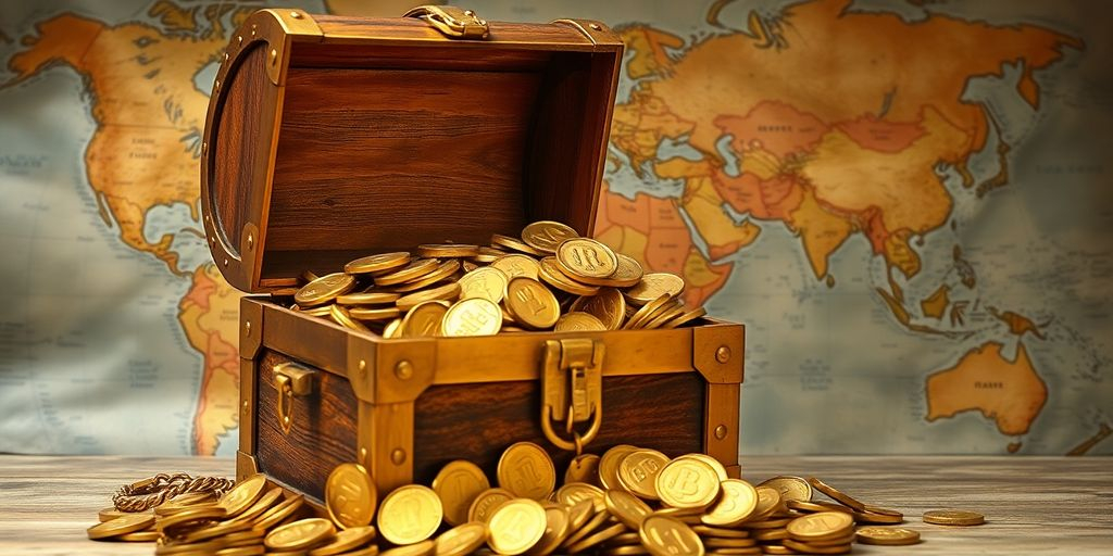 Coffre au trésor rempli de pièces d'or.