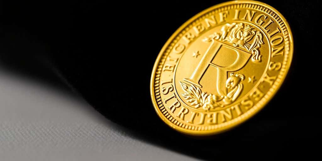 Pièce de monnaie Napoléon en or sur un fond sombre.