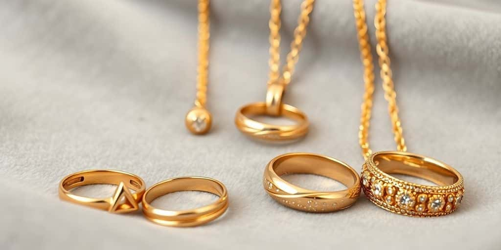 Bijoux en or élégants sur un fond en velours.
