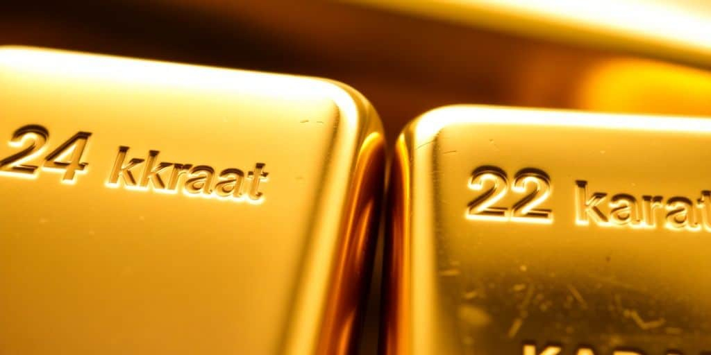 Deux lingots d'or de 24 et 22 carats.