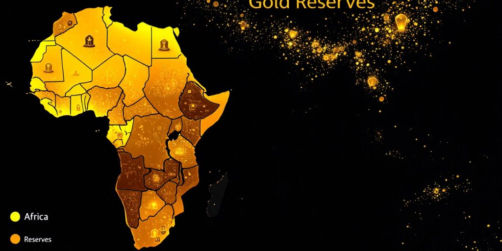 Carte de l'Afrique avec des réserves d'or.