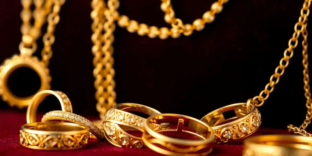 Bijoux en or élégants sur un fond en velours.