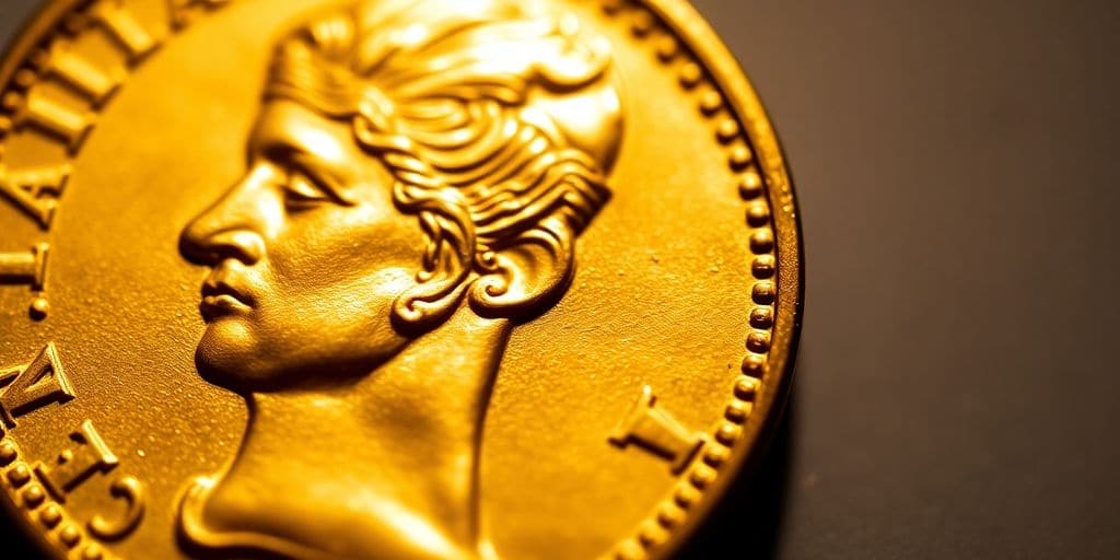 Pièce d'or Napoléon avec détails brillants.