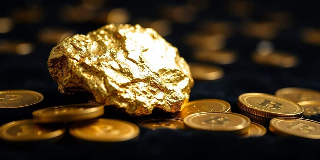 Gros plan sur un nugget d'or brillant.