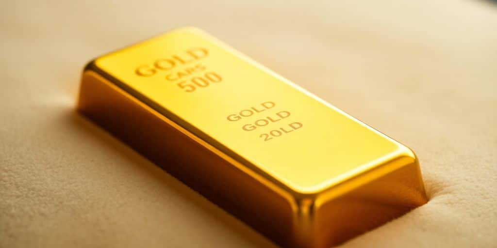 Lingot d'or brillant sur une surface en velours.