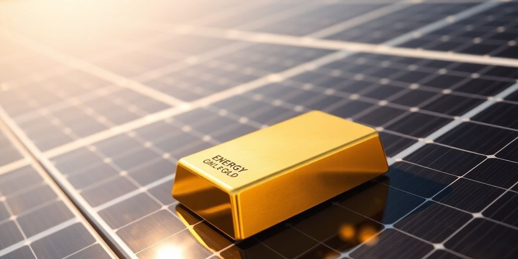 Une barre d'or sur des panneaux solaires.