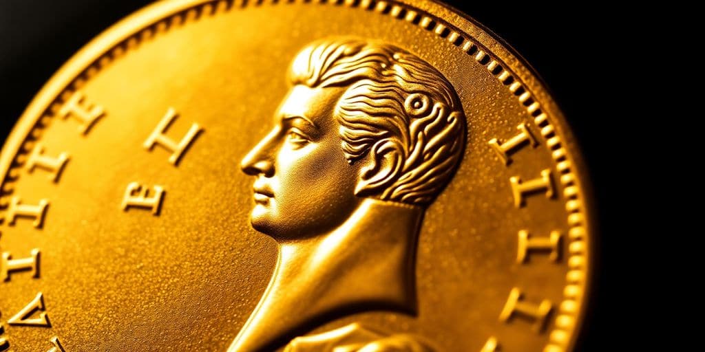 Une pièce de monnaie Napoléon en or.