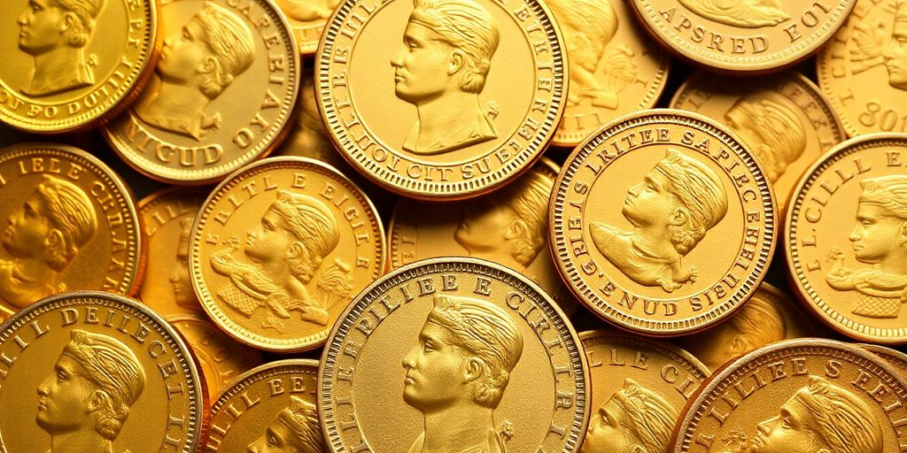 Pièces en or de Napoléon sous différents empereurs.