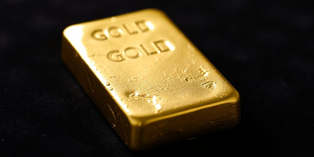 Lingot d'or sans certificat sur un fond sombre.