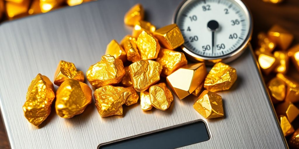 Nuggets d'or et une balance