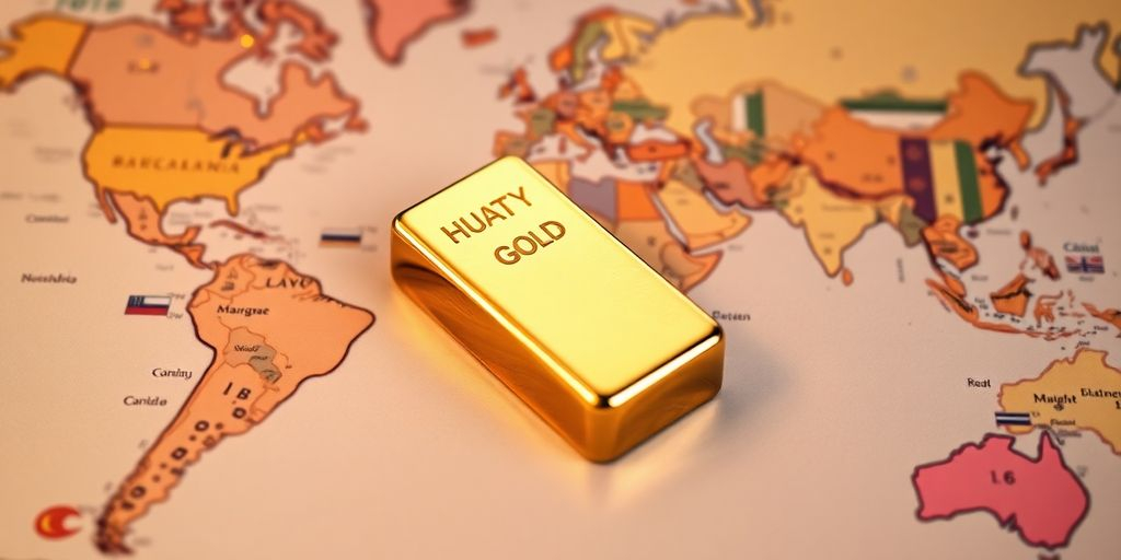 Lingot d'or sur une carte du monde.