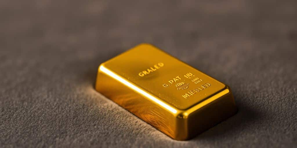 Lingot d'or sur un fond en velours sombre.