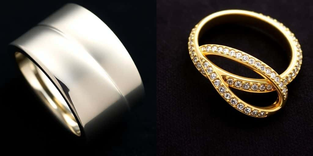Vue de l'or blanc et de l'or jaune.