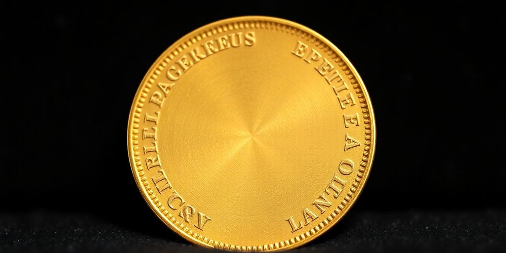 Pièce d'or rare de Napoléon sur fond sombre.