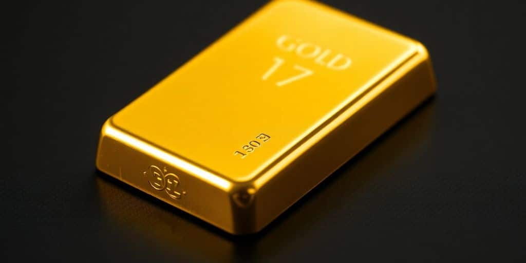 Lingot d'or brillant sur fond sombre.