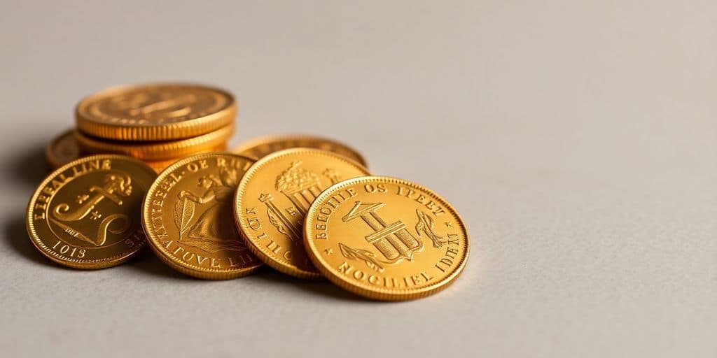Pièces d'or Napoléon sur un fond élégant.