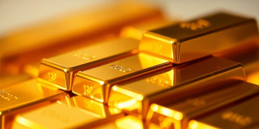 Barres d'or brillantes empilées avec éclat.