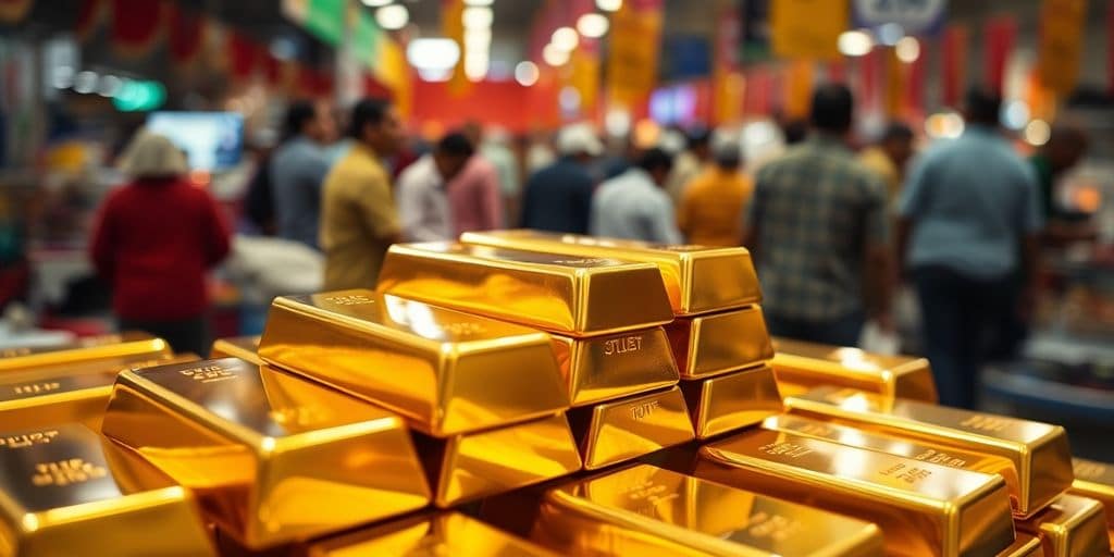Des lingots d'or brillants empilés.