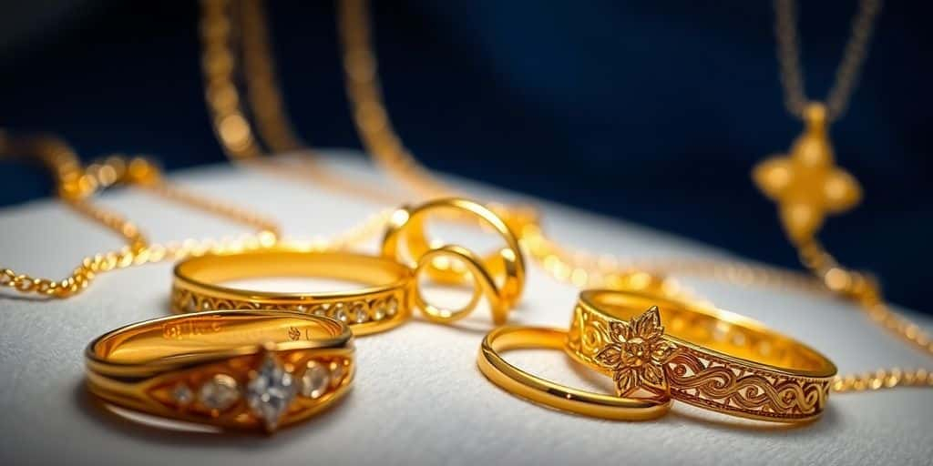 Bijoux en or élégants sur un fond en velours.
