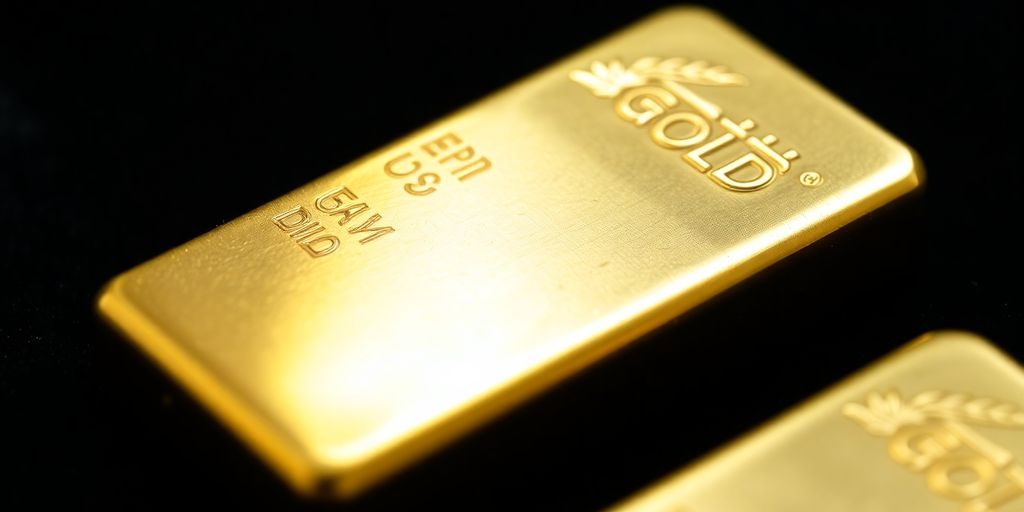 Lingot d'or pur sur fond sombre.