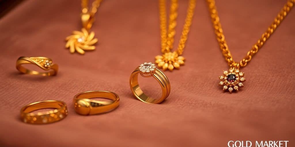 Bijoux en or élégants sur un fond en velours.