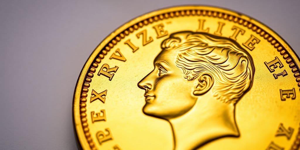 Monnaie en or de Napoléon sur fond flou.