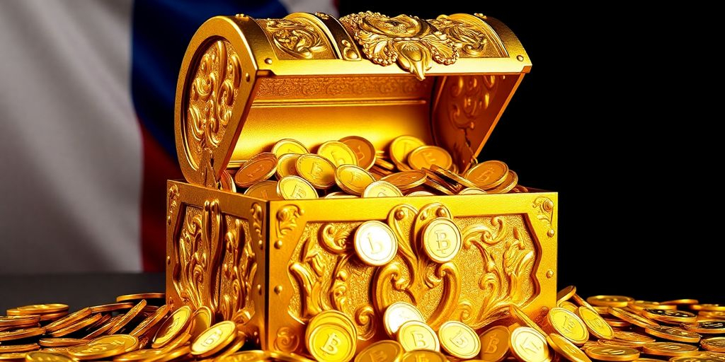 Coffre au trésor rempli de pièces d'or.