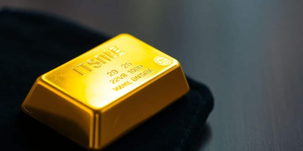 Lingot d'or sur un fond sombre.