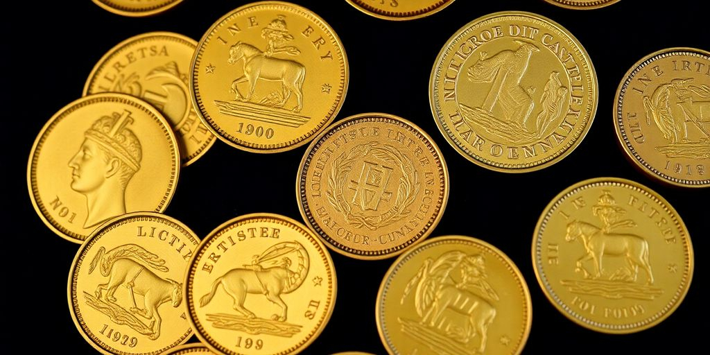Une collection de pièces en or Napoléon.